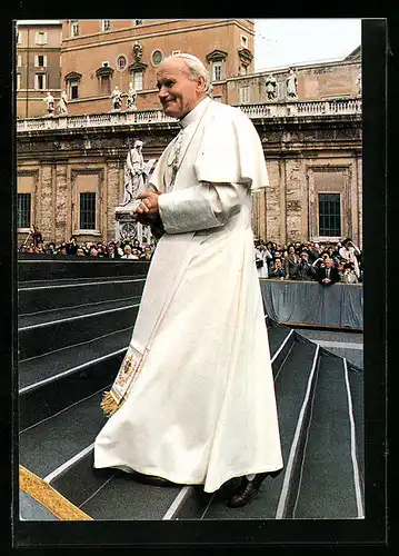 AK Papst Johannes Paul II. auf einer Treppe