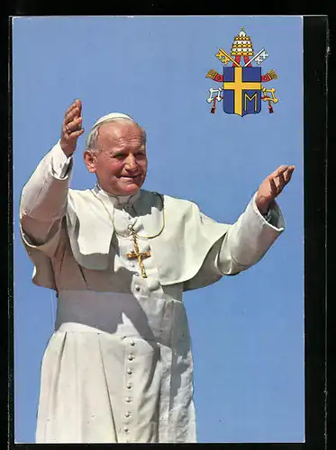 AK Papst Johannes Paul II. mit Wappen