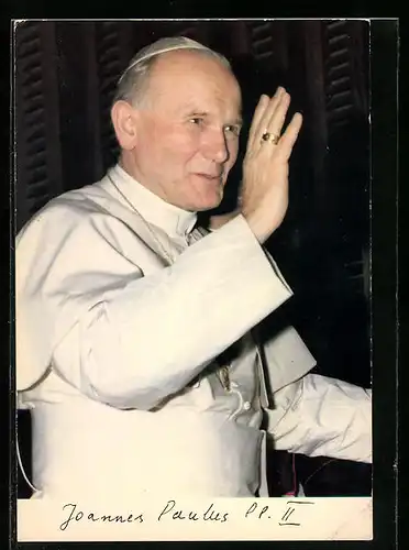 AK Papst Johannes Paul II. hebt die Hand zum Segen