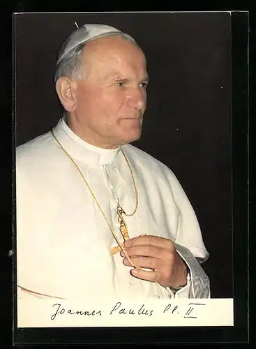 AK Papst Johannes Paul II. hält seine Kreuzkette