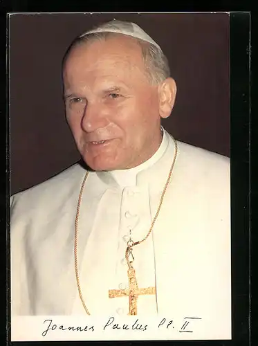 AK Papst Johannes Paul II. mit grosser Kreuzkette