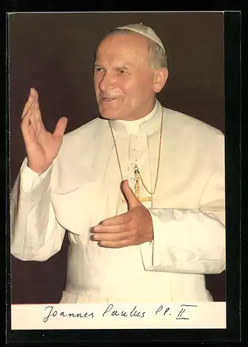 AK Papst Johannes Paul II. mit erhobener Hand