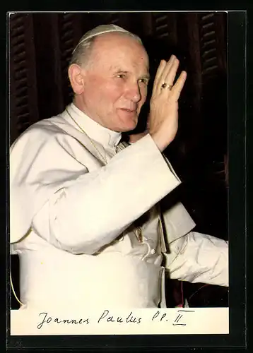 AK Papst Johannes Paul II. mit erhobener Hand