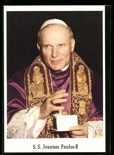AK Papst Johannes Paul II. mit Zettel in der Hand