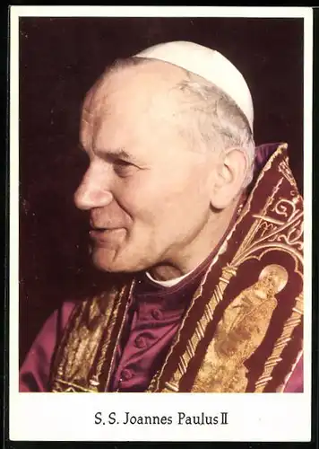 AK Papst Johannes Paul II. lächelnd im Seitenprofil