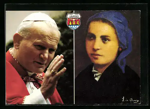 AK Papst Johannes Paul II., Bernadette