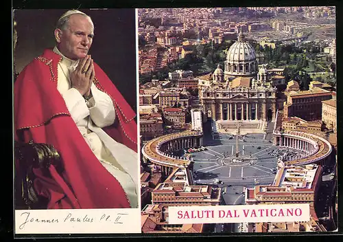 AK Papst Johannes Paul II., Petersdom aus der Vogelschau