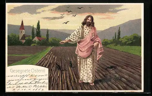 Künstler-AK Alfred Mailick: Jesus auf einem Feld