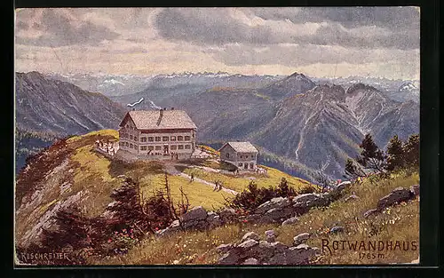 Künstler-AK Rudolf Reschreiter: Rotwandhaus mit Umgebung