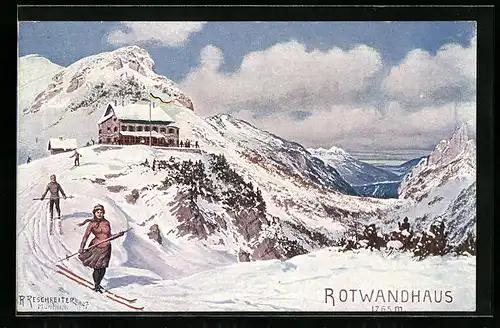 Künstler-AK Rudolf Reschreiter: Das Rotwandhaus im Winter
