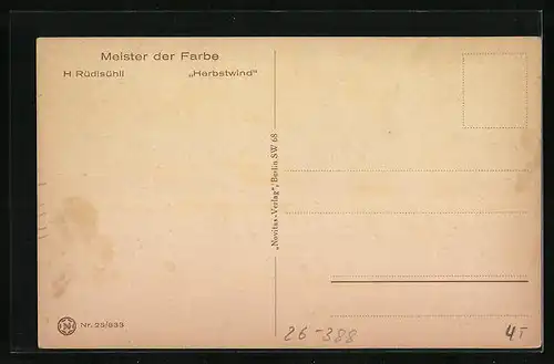 Künstler-AK Hermann Rüdisühli: Herbstwind am bewölkten Tag