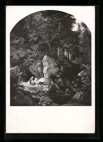 Künstler-AK Ludwig Richter: Genoveva