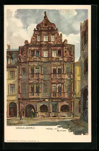Künstler-AK Karl Mutter: Heidelberg, Hotel zum Ritter