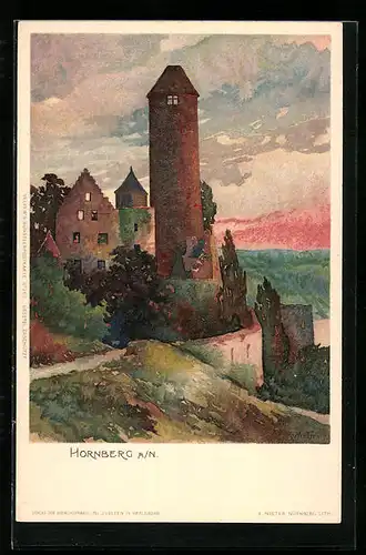Künstler-AK Karl Mutter: Hornberg a. N., Ruine Hornberg