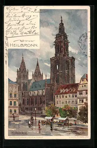 Künstler-AK Karl Mutter: Heilbronn, Ansicht der Kilianskirche