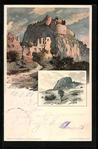 Künstler-AK Karl Mutter: Hohentwiel, Ansicht der Ruine