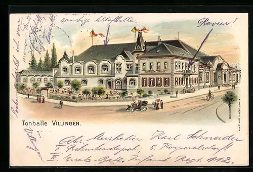 Lithographie Villingen, Gasthaus zur Tonhalle