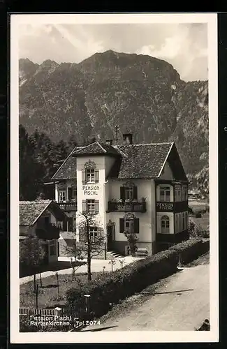 AK Partenkirchen, Hotel Pischl mit Bergpanorama