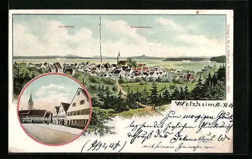 AK Welzheim, Totalansicht mit Hohenstaufen