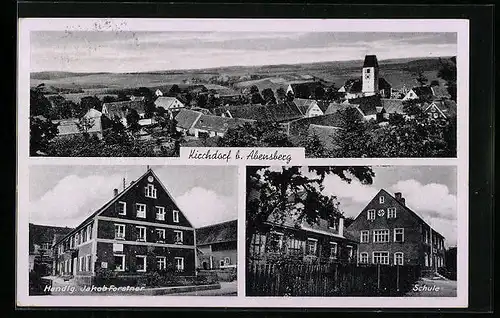 AK Kirchdorf b. Abensberg, Ortsansicht, Handlg. Jakob Forstner, Schule