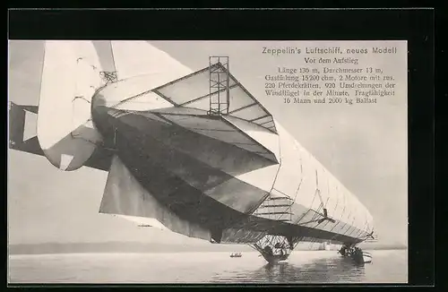 AK Luftschiff, Zeppelins neues Modell vor dem Aufstieg