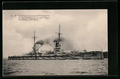 AK Kriegsschiff SM Turbinenlinienschiff Kaiserin