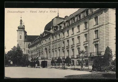 AK Donaueschingen, Fürstliches Schloss und Kirche