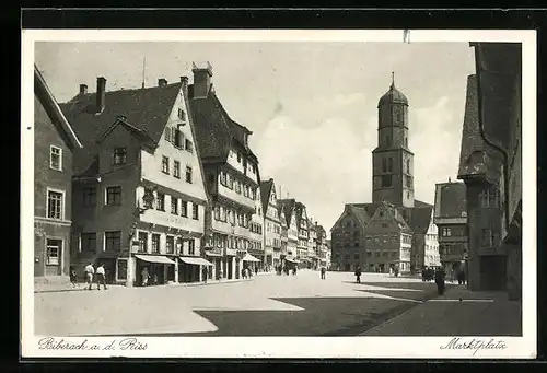 AK Biberach a. d. Riss, Marktplatz mit Gasthaus zum roten Ochsen