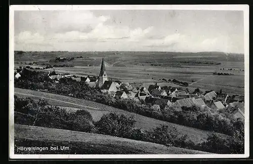 AK Hörvelsingen bie Ulm, Teilansicht mit Kirche
