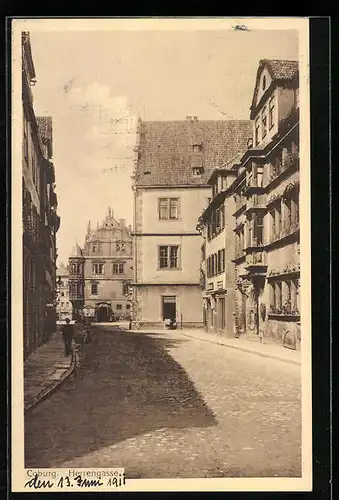 AK Coburg, Strasse Herrengasse mit Geschäft