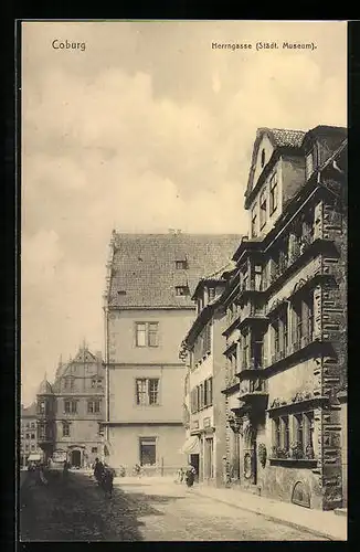 AK Coburg, Städtisches Museum und Geschäft an der Strasse Herrengasse