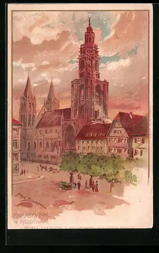 Künstler-AK P. Schmohl: Heilbronn, Ortspartie mit Kilianskirche