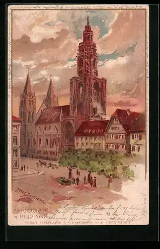 Künstler-AK P. Schmohl: Heilbronn, Blick zur Kilianskirche