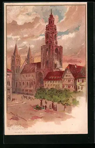 Künstler-AK P. Schmohl: Heilbronn, Blick zur Kilianskirche