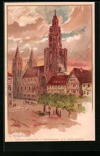 Künstler-AK P. Schmohl: Heilbronn, Ortspartie mit Kilianskirche