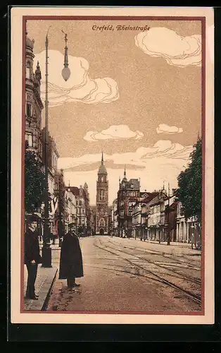 AK Krefeld, Partie in der Rheinstrasse