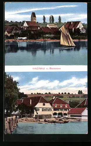 AK Hagnau a. Bodensee, Ortsansicht mit Uferpartie