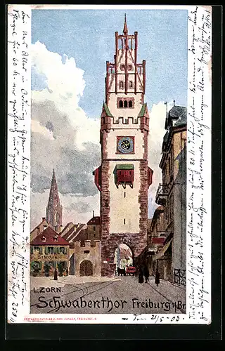 Künstler-AK Ludwig Zorn: Freiburg i. Breisgau, Blick zum Schwabenthor