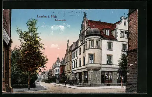 AK Landau i. Pfalz, Teichstrasse mit Geschäft
