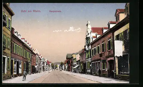 AK Kehl am Rhein, Hauptstrasse mit Konditorei & Cafe und Geschäften