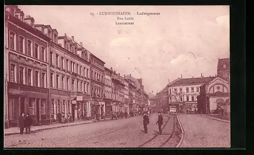 AK Ludwigshafen, Ludwigstrasse mit Geschäften