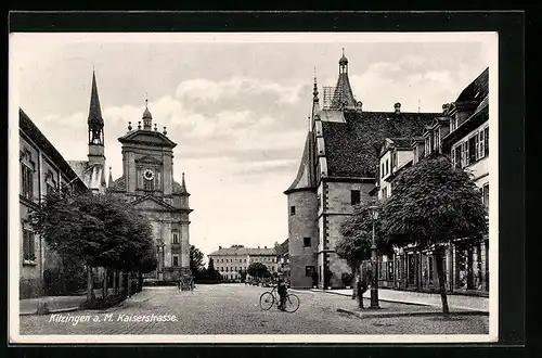 AK Kitzingen a. M., Kaiserstrasse mit Gasthof zum Schwan