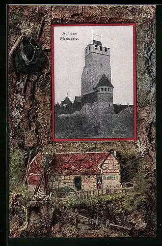 Präge-AK Moritzberg, Auf dem Moritzberg, Passepartout