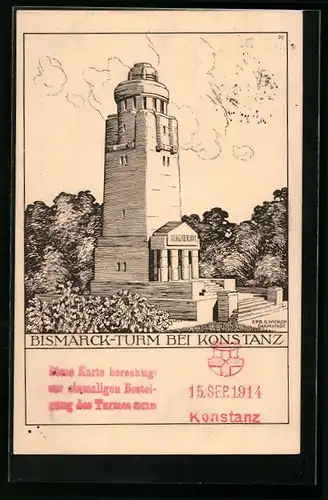 Künstler-AK Konstanz, Bismarck-Turm