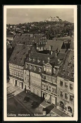 AK Coburg, Marktplatz und Teilansicht mit Veste