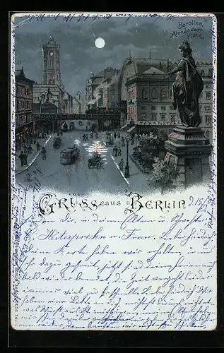 Mondschein-Lithographie Berlin, Berolina am Alexanderplatz