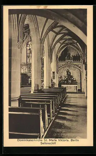 AK Berlin, Dominikanerkirche St. Maria Viktoria, Karlstr. 29, Seitenschiff, Innenansicht