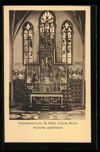 AK Berlin, Dominikanerkirche St. Maria Viktoria, Karlstr. 29, Hochaltar geschlossen