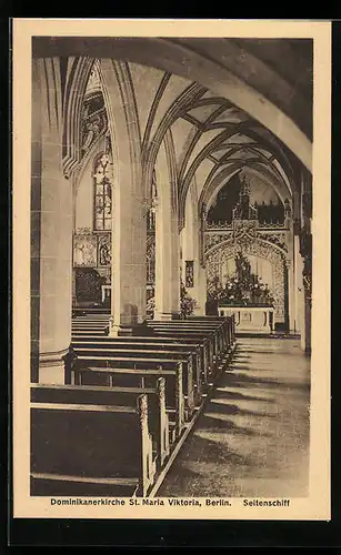 AK Berlin, Dominikanerkirche St. Maria Viktoria, Karlstr. 29, Seitenschiff, Innenansicht