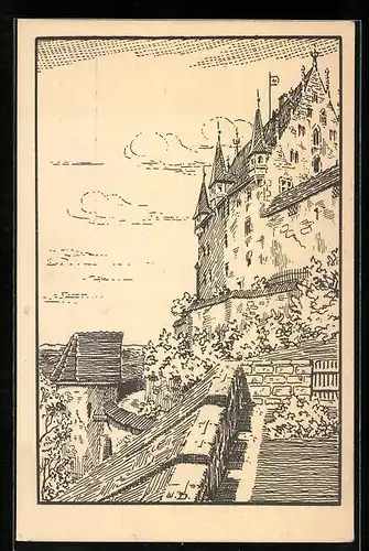 Künstler-AK Coburg, Partie von der Veste